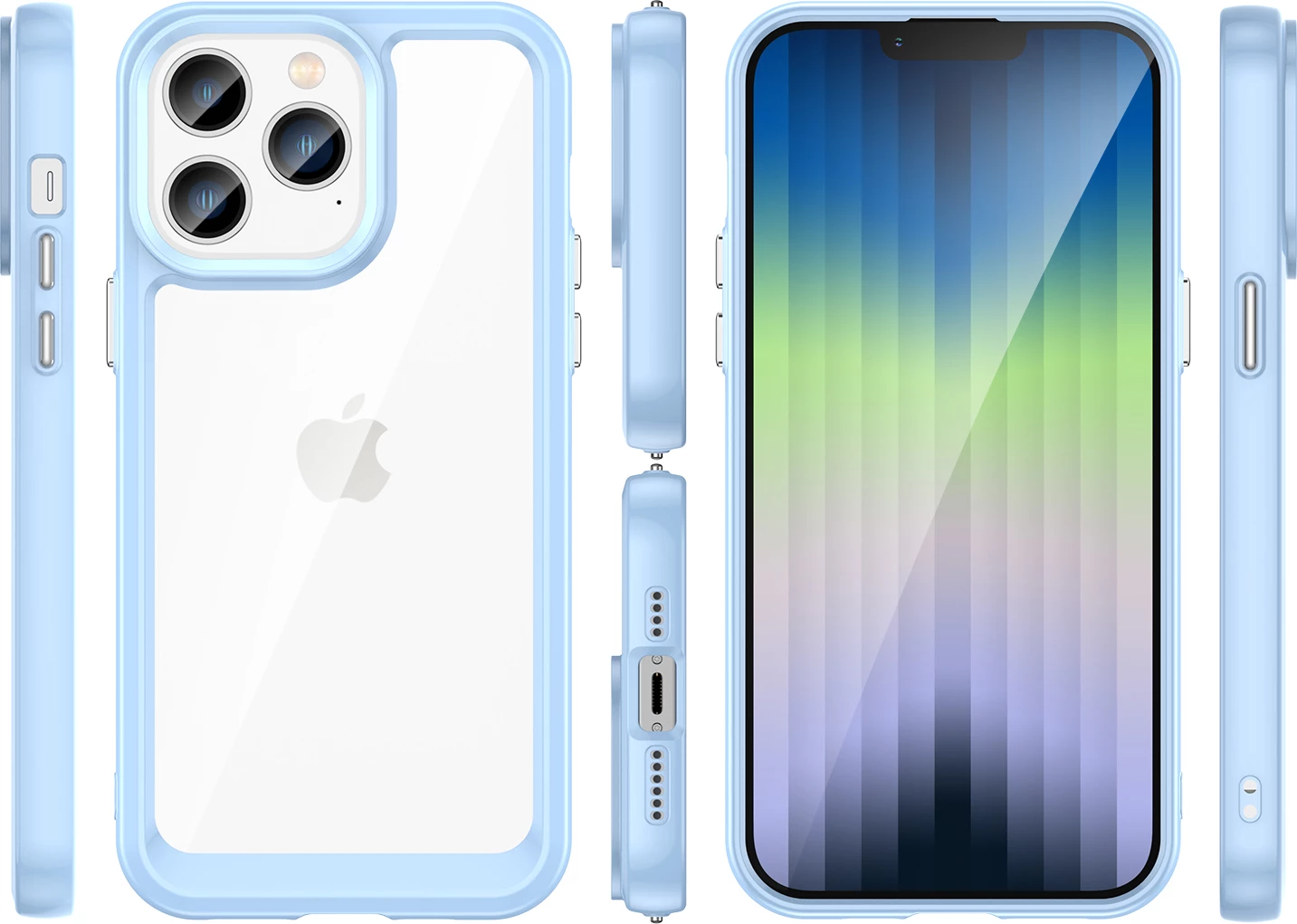 Mbështjellës Hurtel Outer Space Case për iPhone 14 Pro, hard cover me kornizë gel, Blu