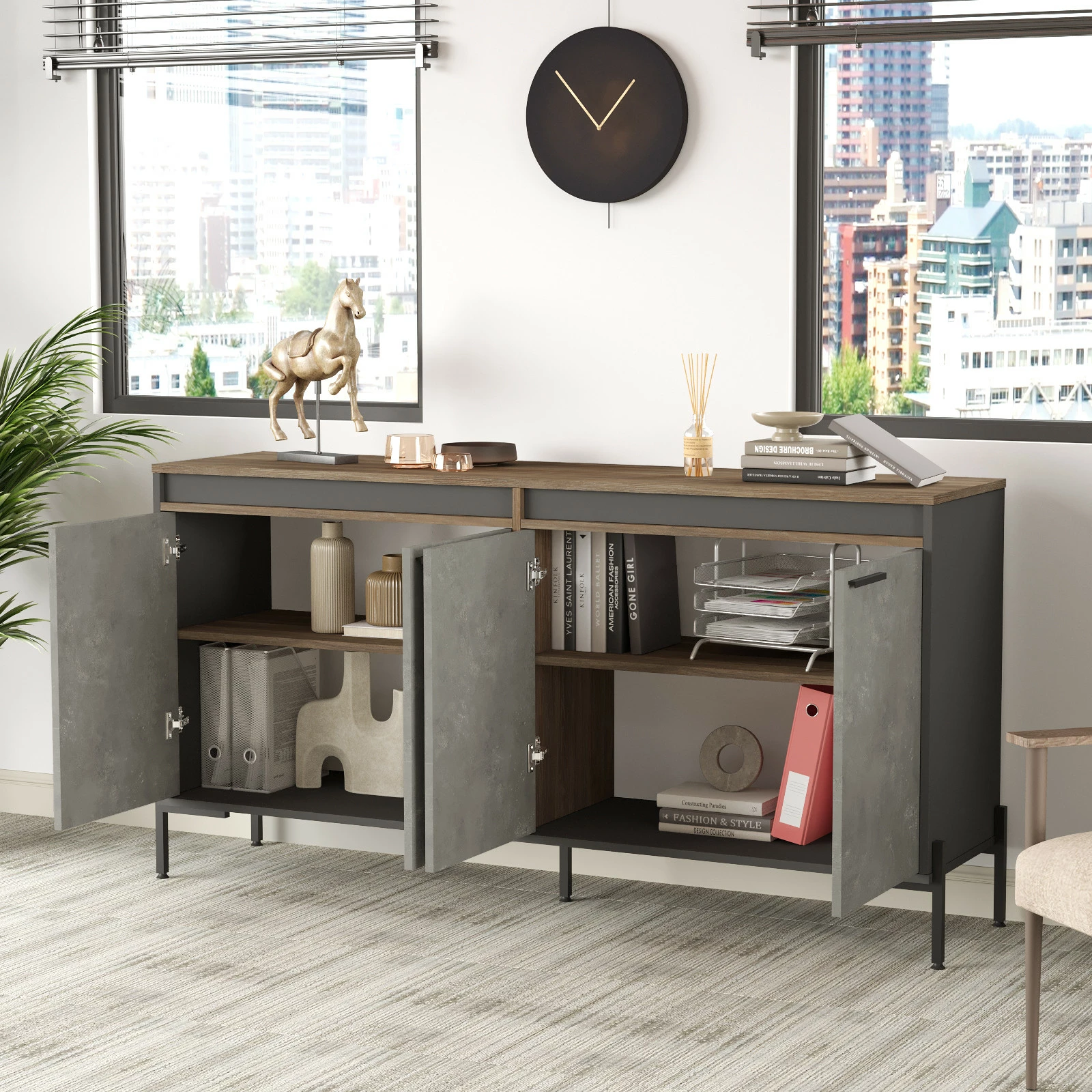 Dollap multifunksional Hanah Home, Vs5-Cga, kafe/gri/anthracite