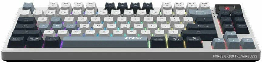 Tastierë gaming MSI Forge GK600 TKL Wireless, mekanike linear, RGB, hot-swap, 2.4GHz/Bluetooth/USB-C, US INTL, e bardhë