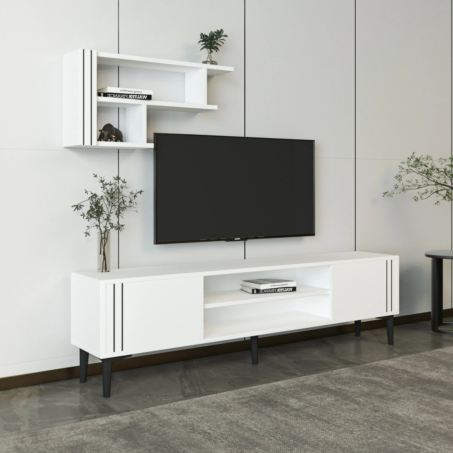 Set komodë TV Hanah Home, ngjyrë e bardhë, Snow