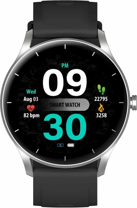 Smartwatch Gravity për femra, zi-e argjendtë