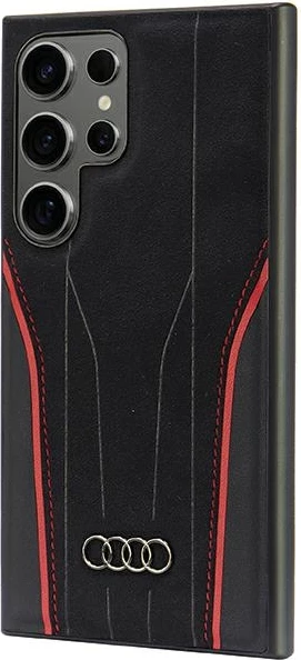 Mbështjellës Audi Genuine Leather MagSafe për Samsung Galaxy S24 Ultra, lëkurë natyrale/TPU, zi-kuqe