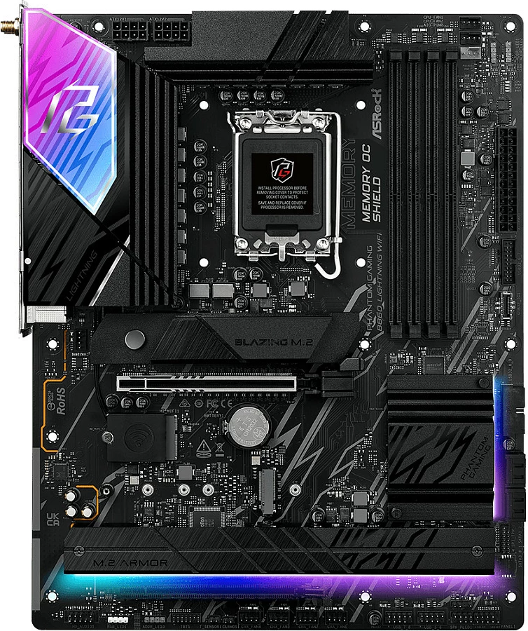 Pllakë amë ASRock B860 Lightning WiFi, LGA1851, DDR5 deri 256GB, Wi‑Fi 6E, e zezë