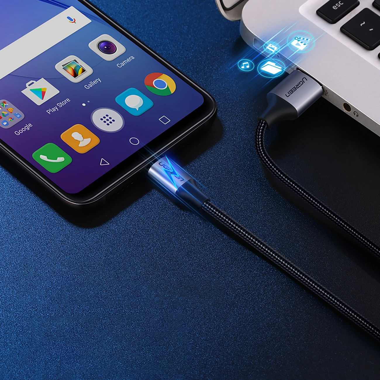 Kabllo Ugreen US290 60148, USB-A në micro USB, 2m, 2.4A, Gri