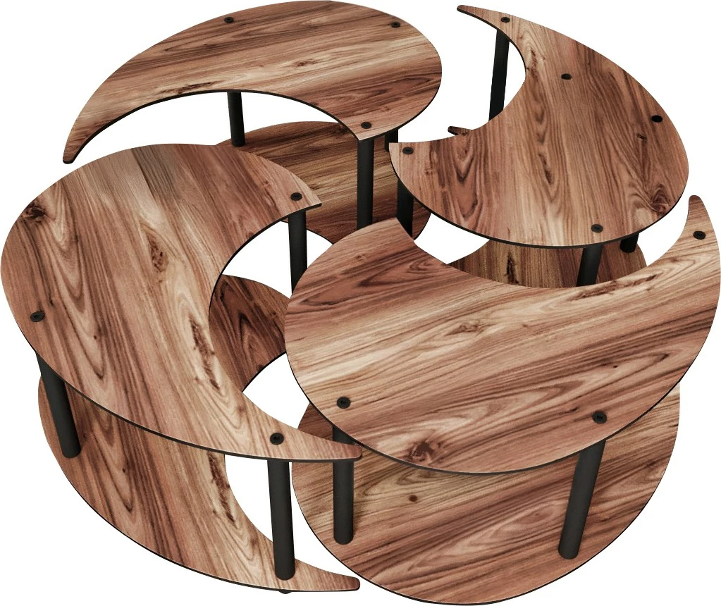 Set tavoline kafeje, Skye Decor, Yin Yang 4 copë, ngjyrë arre, 70cm