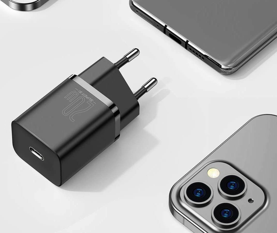 Karikues rrjeti Baseus Super Si TZCCSUP-B01 20W USB-C PD/QC 3A set me kabllo USB-C në Lightning 1 m i zi