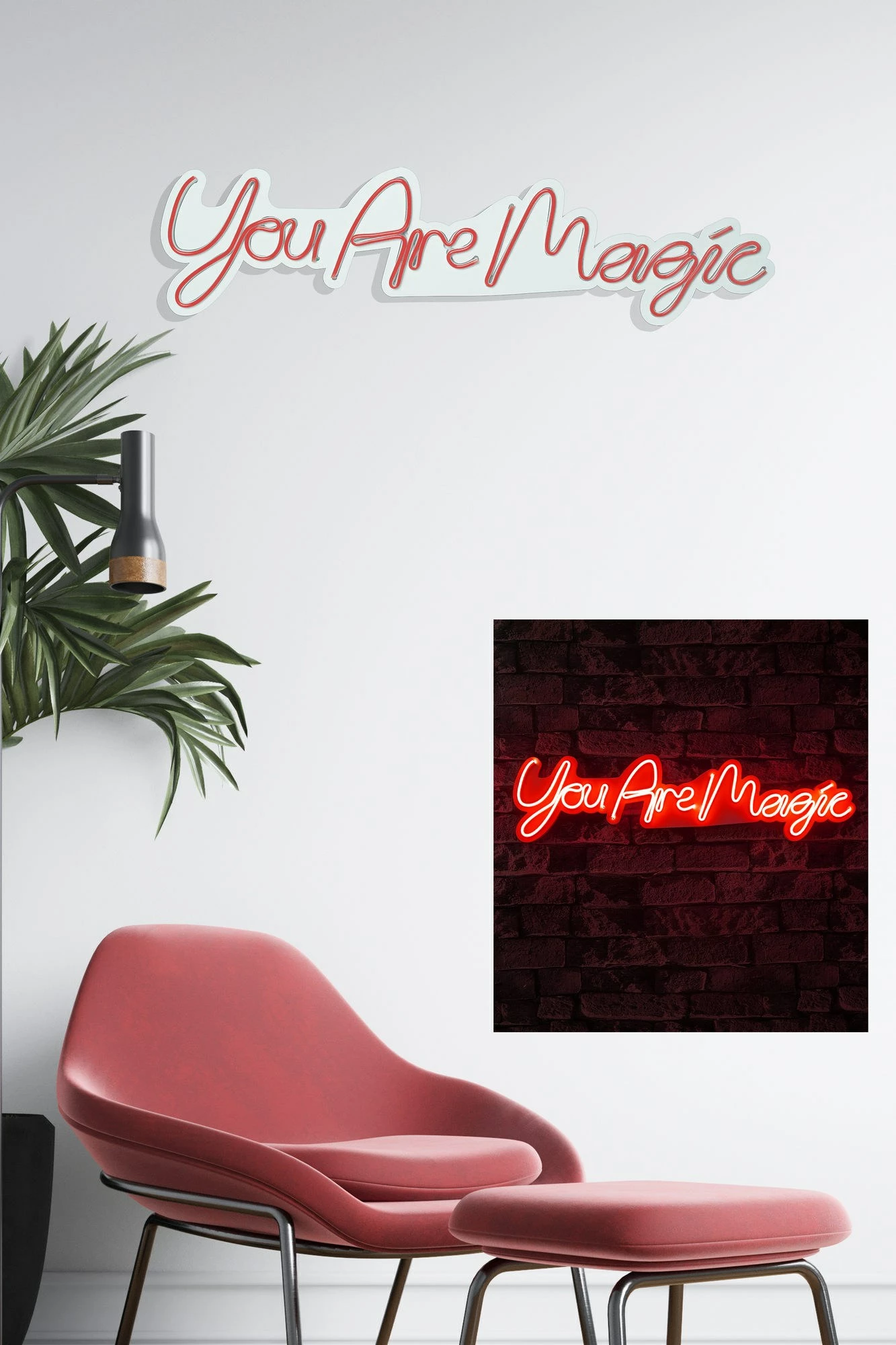 Dritë dekorative murale LED, plastikë, 'You Are Magic', e kuqe