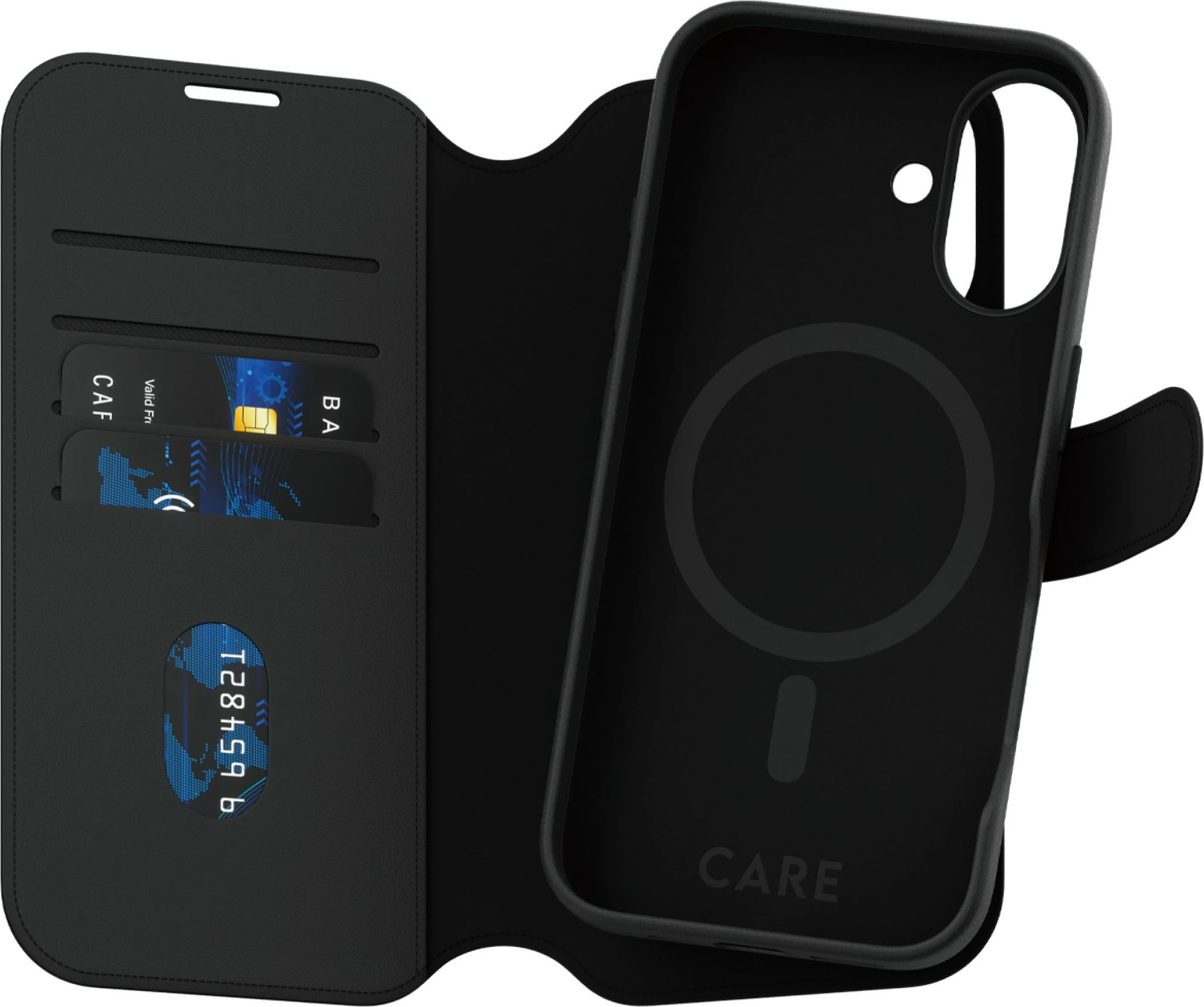 Mbështjellës PanzerGlass CARE Case Feature Tango 2-in-1 Wallet Case për iPhone 16, e zezë