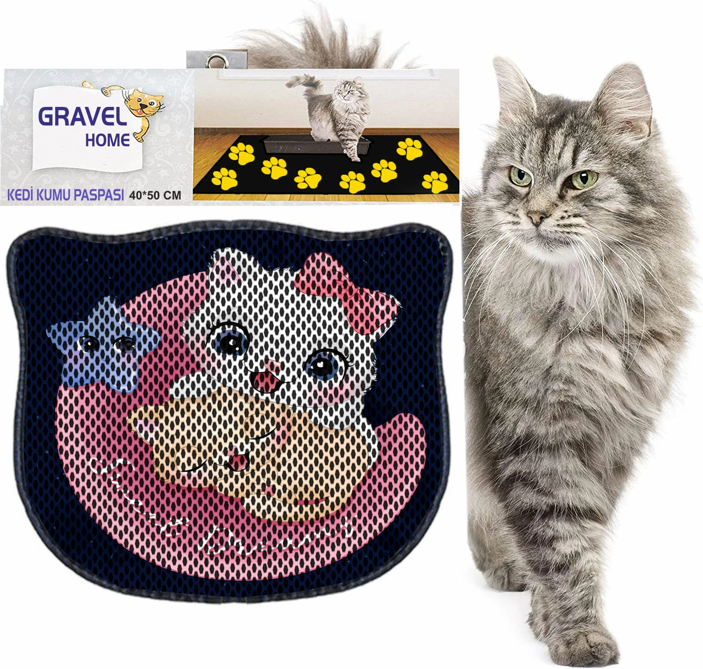 Tapet për rërë mace, shumëngjyrësh, Paws & Whiskers, Kdkafa0065, 40x50cm