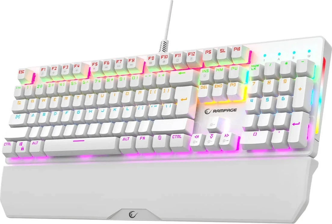 Tastierë mekanike Rampage KB-R86 UMBRA, Blue Switch, RGB, e bardhë