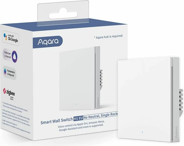 Çelës muri smart Zigbee AQARA H1 EU WS-EUK01, single, pa neutral, me relay, i bardhë