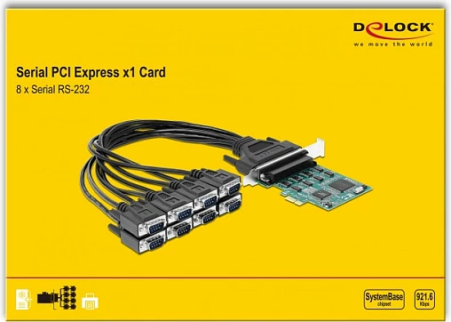 Kartë zgjerimi PCIe DeLOCK 90411, 8x RS-232 (COM), PCIe 1.1, e gjelbër