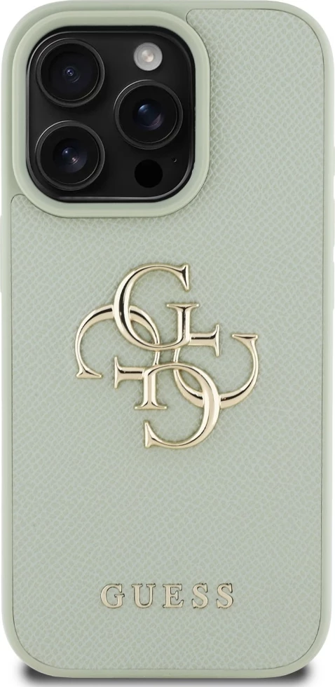 Mbështjellës Guess Grained Big 4G Logo Small Classic Logo për iPhone 16 Pro, Gjelbër