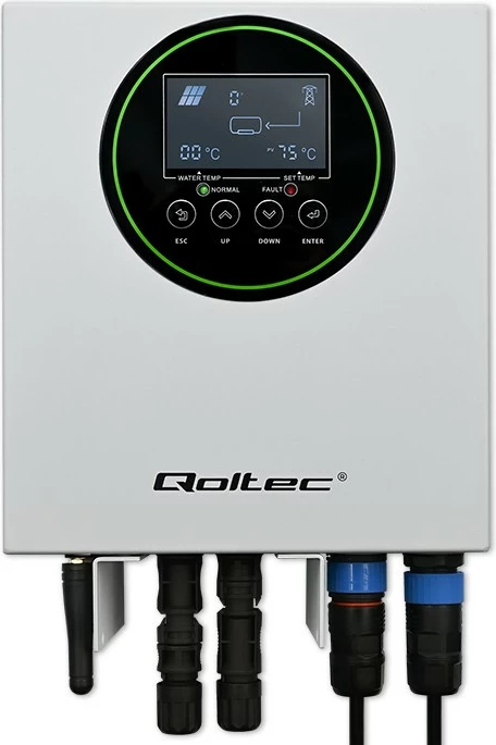 Inverter solar Qoltec 53867, 3kW/4kW, MPPT, BYPASS, LCD, Wi-Fi, Bardhë