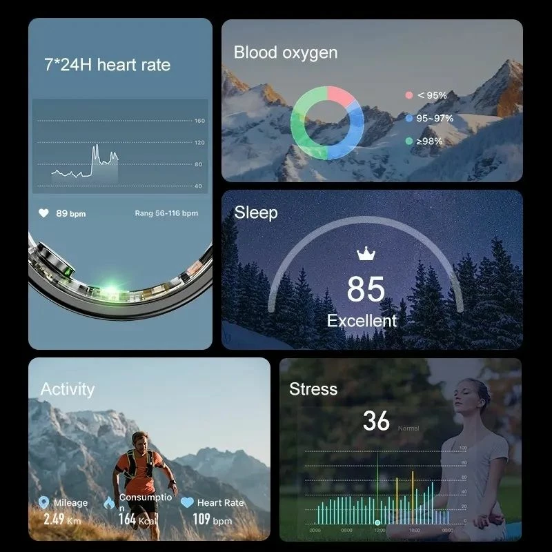 Unazë e mençur RUBICON për meshkuj, gri e errët