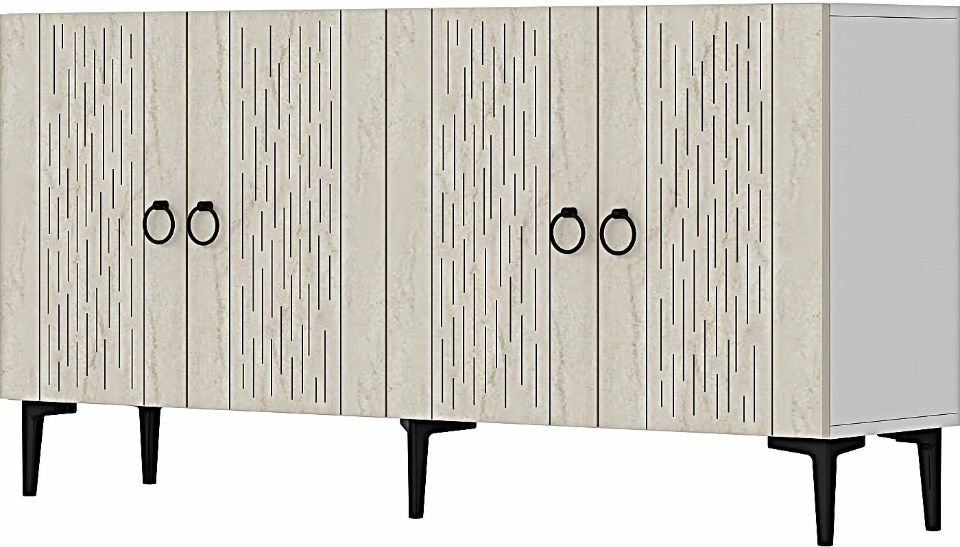 Konsol Skye Decor, Rain 150, e bardhë, travertin
