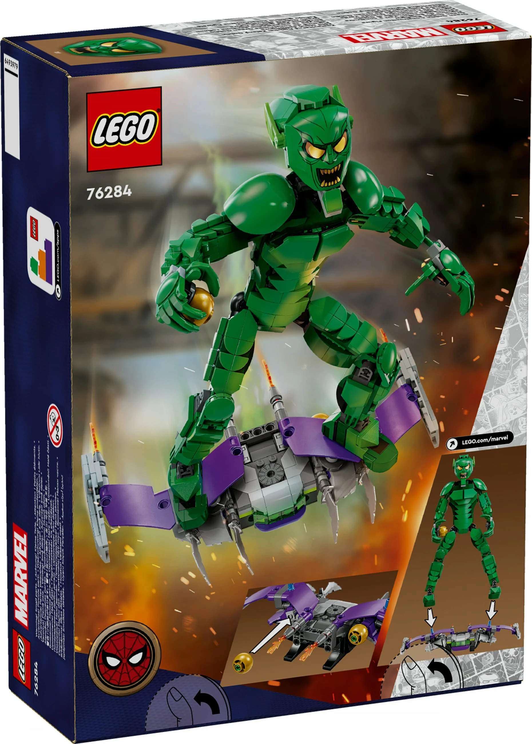 Set ndërtimi LEGO Marvel Green Goblin 76284, figurë ndërtuese, shumëngjyrëshe