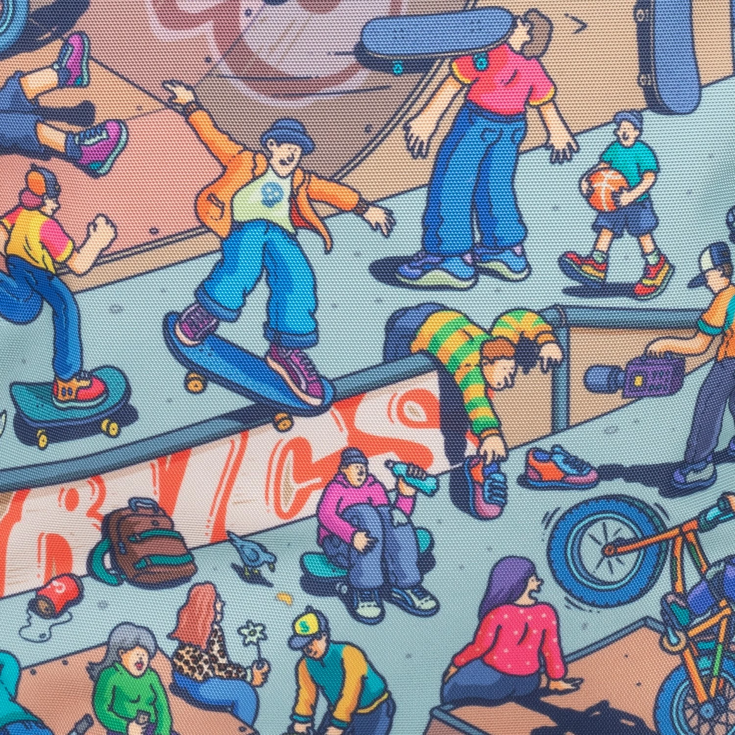 çantë shpine shkollore RIVACASE 5425 Agora 15L waterproof, print “Skaters”, e zezë