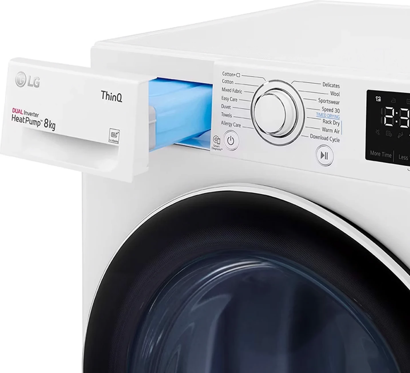 Tharëse rrobash, LG, RH80V3AV6N, 8 kg, Dual Inverter Heat Pump A++, e bardhë