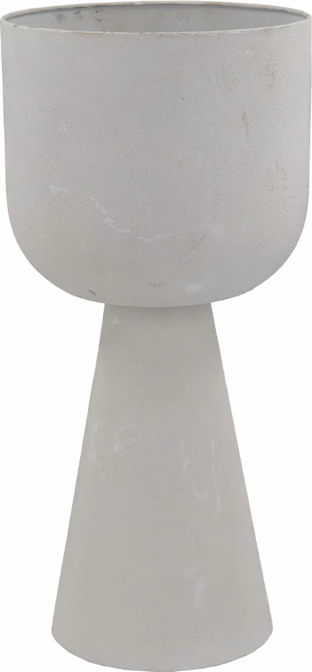 Vazo LINEAR 56, metalike, e bardhë, 26x26x56cm