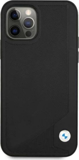 Mbështjellës BMW BMHCP12MRCDPK për iPhone 12/12 Pro, 6.1", lëkurë sintetike, i zi