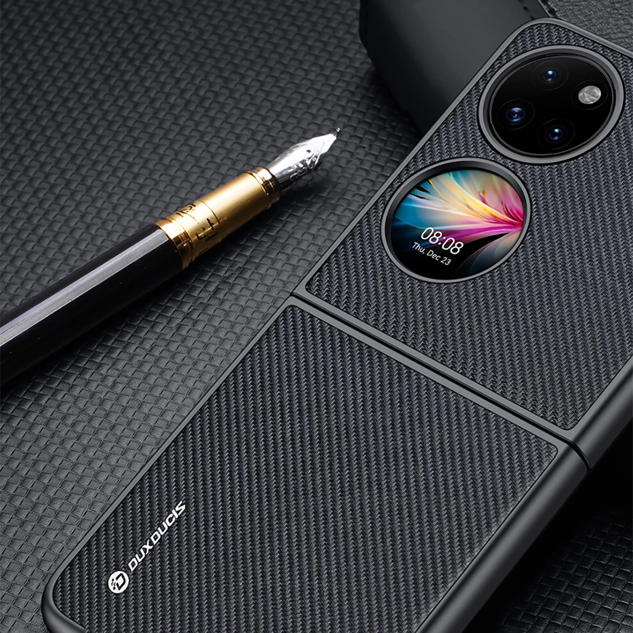 Mbështjellës Dux Ducis Fino për Huawei P50 Pocket, najlon, e zezë