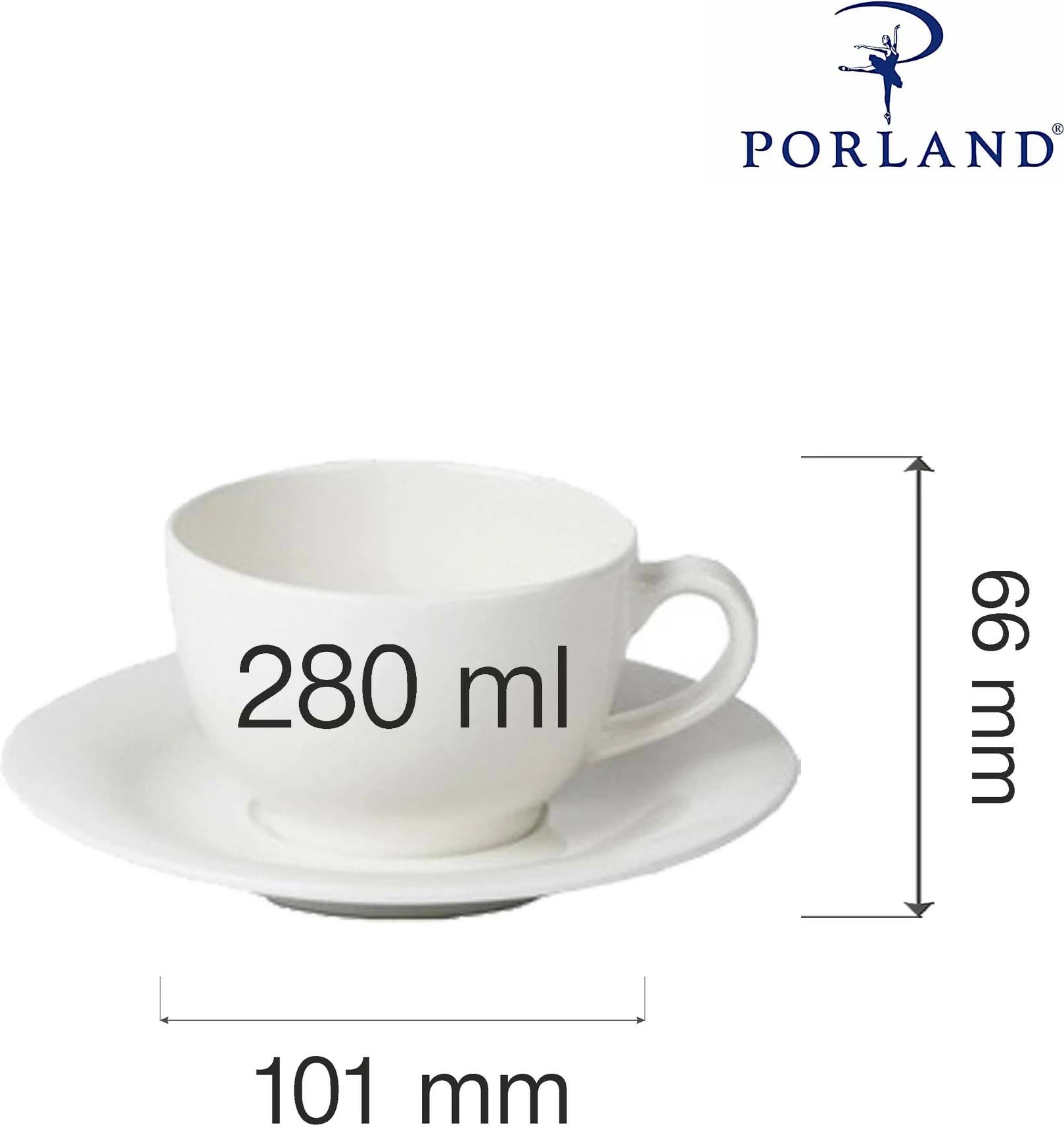 Filxhan Porland Dove 328330 300 ml, porcelan, krem, set 6 copë