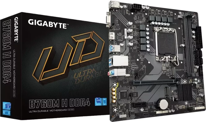 Pllakë amë GIGABYTE B760M H DDR4, mATX, LGA1700, DDR4 deri 128GB, 2x M.2, HDMI, USB 3.2 Gen1, SATA3, e zezë
