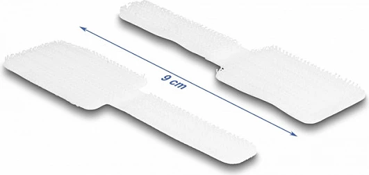 Mbajtës kabllosh me Velcro DeLOCK 90x24mm, vetëngjitës, 10 copë, i bardhë