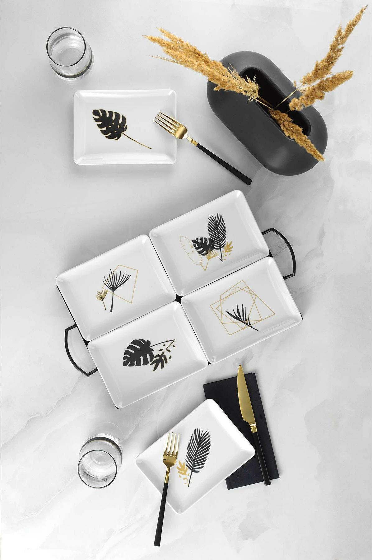 Set pjatash shërbimi, shumëngjyrëshe, 18 copë, Hermia Concept, TAN18Y643011122