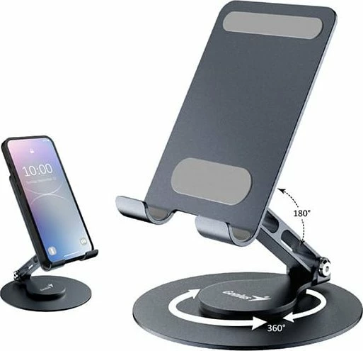 Mbajtëse telefoni dhe tableti Genius G-Stand M100, e zezë, alumin / silikon