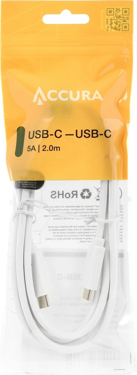 Kabëll USB-C në USB-C Accura 2m 100W i bardhë