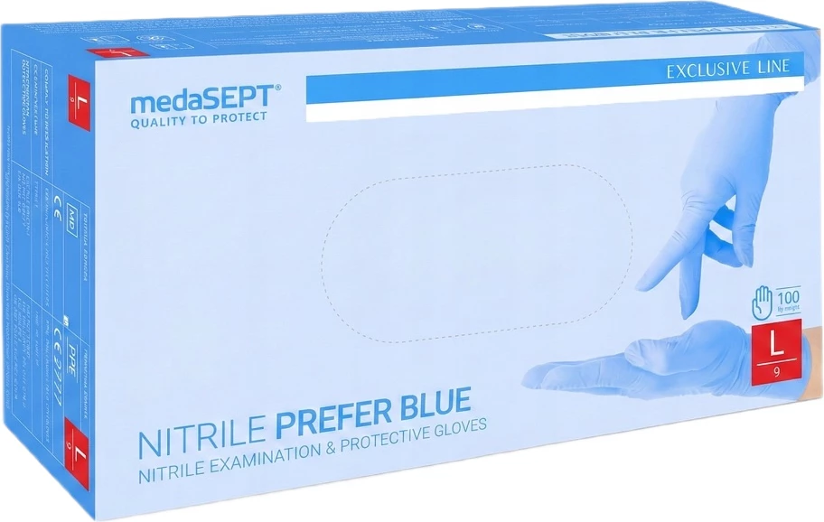 Dorëza nitrili Medasept Prefer Powder-Free L, 100 copë
