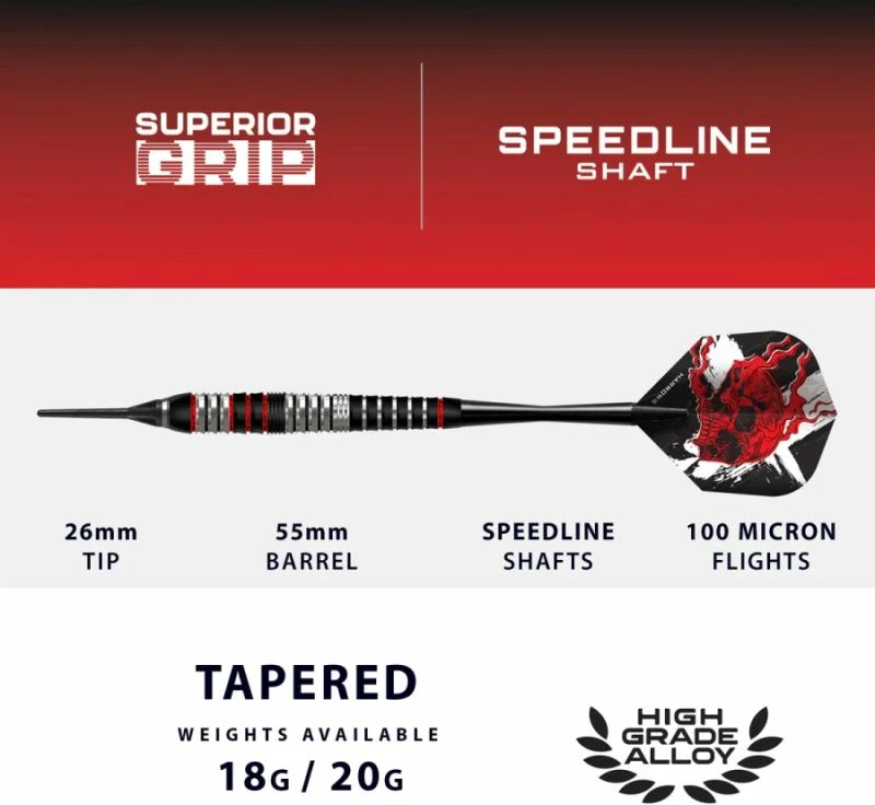 Shigjeta softip për dart Harrows, të zeza e kuqe