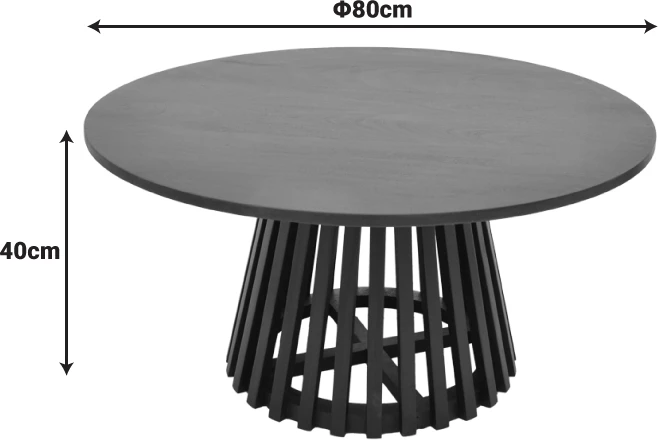 Tavolinë Radiane, dru akacie i fortë, ngjyrë e zezë, D80x40cm