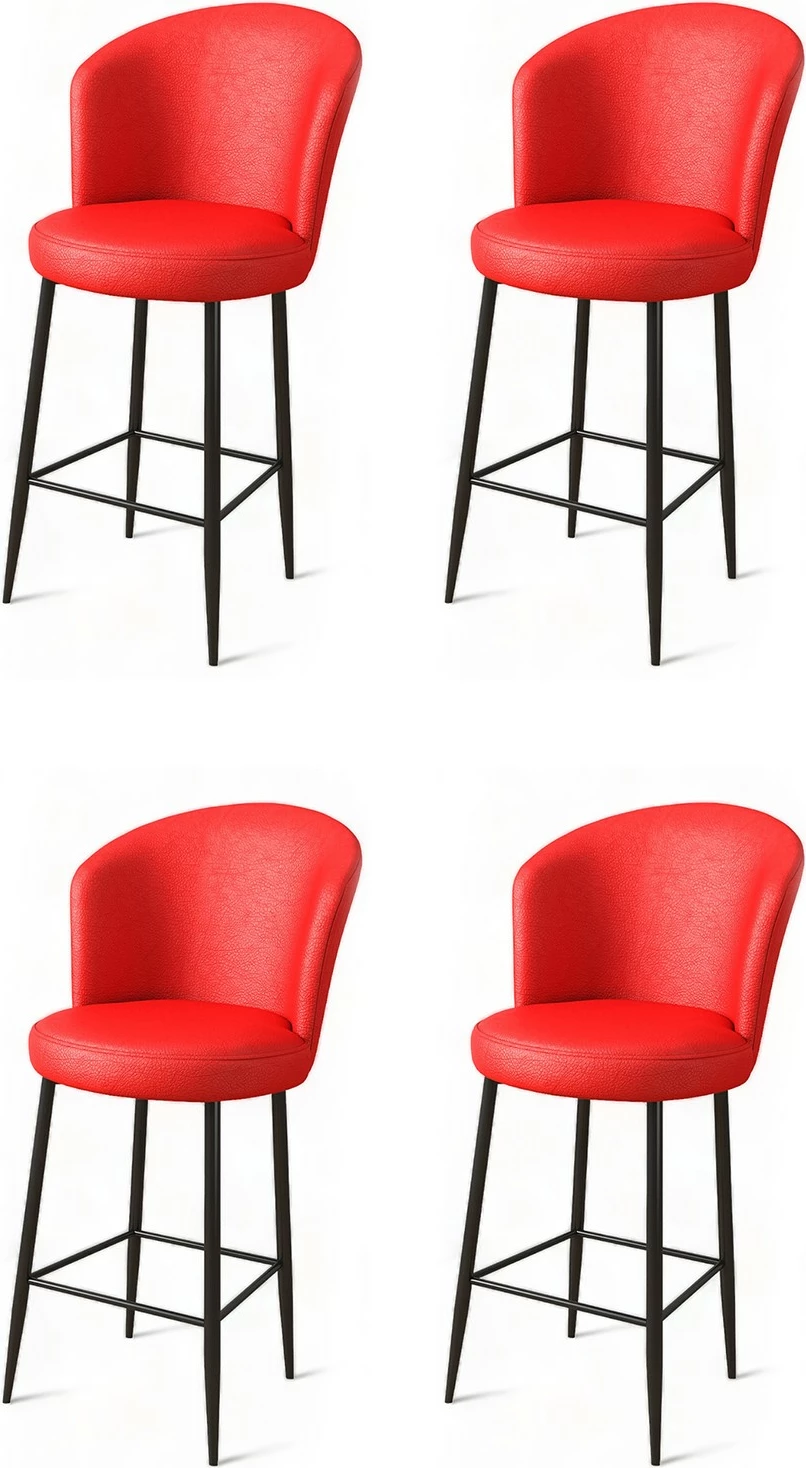 Set karrigesh për bar (4 copë), Hanah Home, Uras, e kuqe, e zezë