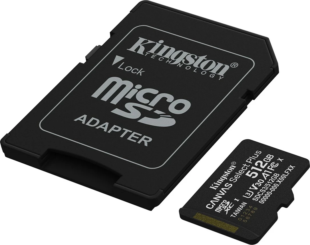 Kartelë memorie microSDXC Kingston Canvas Select Plus Gen3 512GB me adapter, e zezë