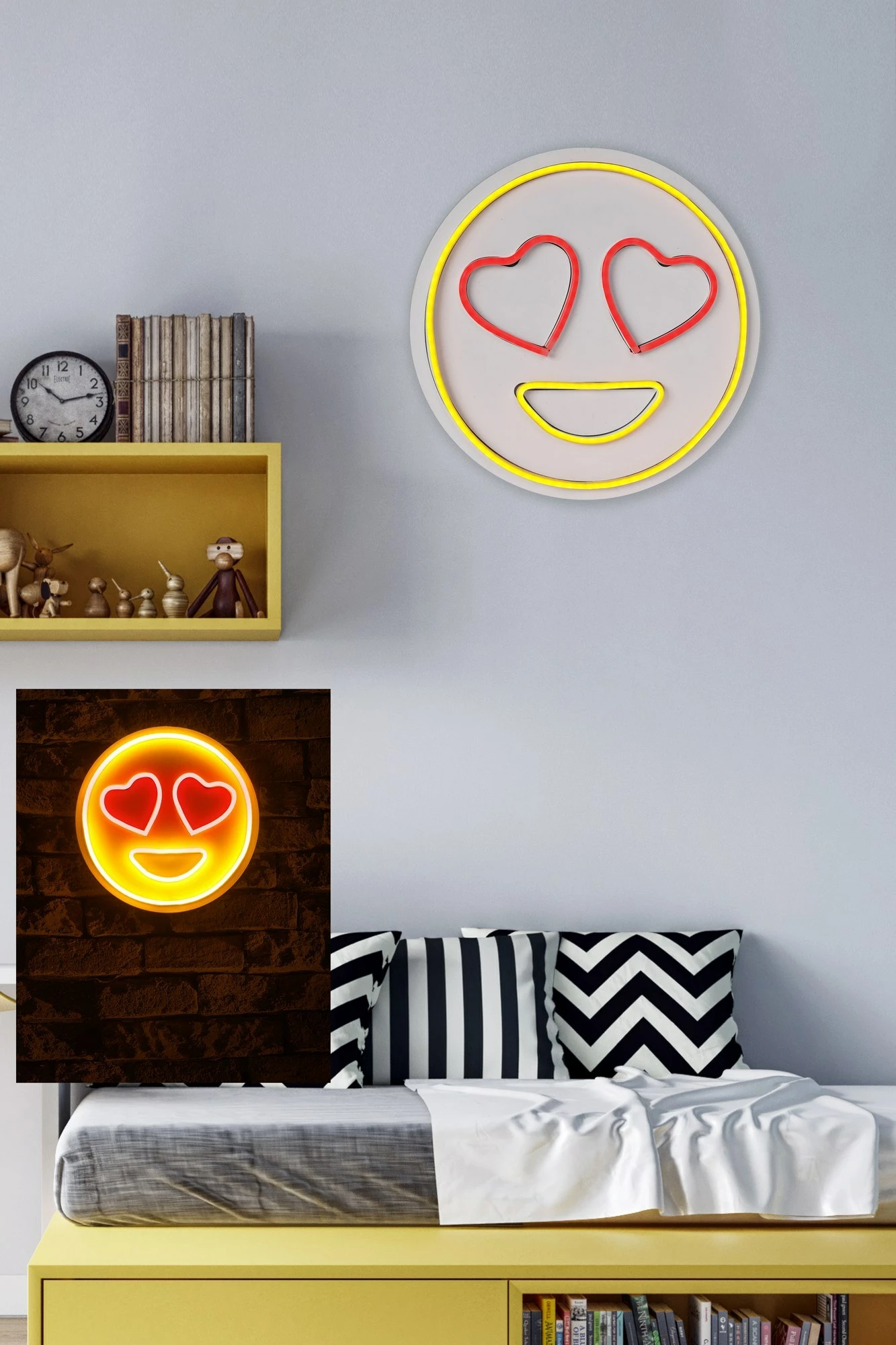 Dritë dekorative LED plastike, emoji Love Smile, e kuqe dhe e verdhë