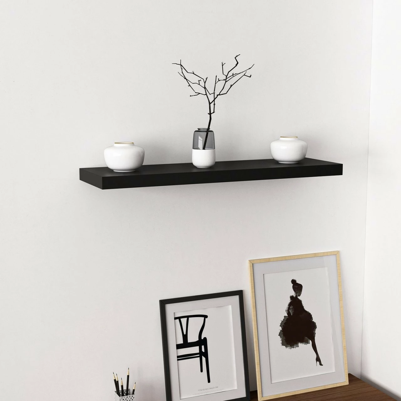Raft muri Skye Decor, i zi, 80 cm