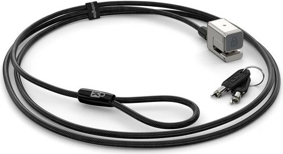 Kabëll sigurie Kensington për Surface Pro/Go, 1.8m, çelës, karbon, zi/argjendtë