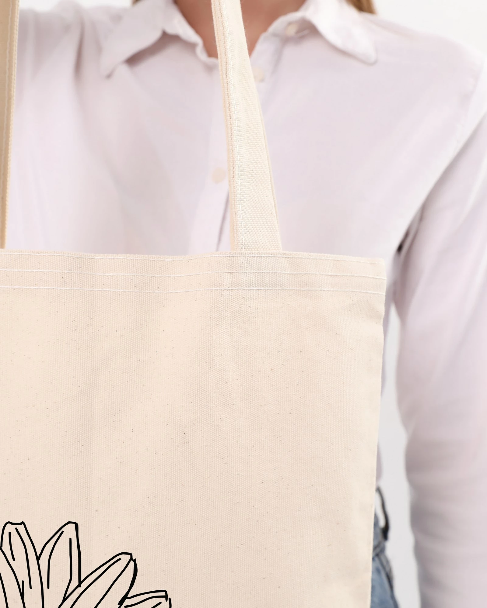 Çantë tote Zoozie Bags, krem, 35x40x8cm, me lule