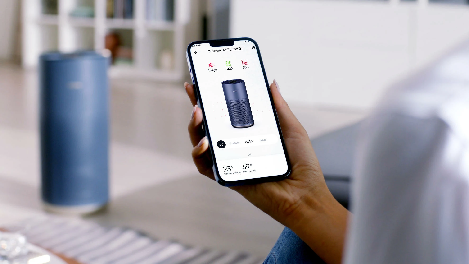 Pastrues ajri Smartmi Air Purifier 2, 40 W, për 26-45 m², HEPA H13 + karbon aktiv, UV-C, gri