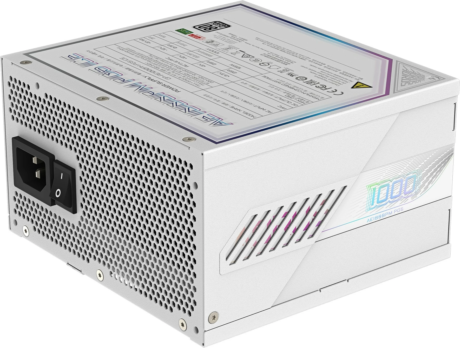 Furnizues energjie Gigabyte AORUS ELITE AE1000PM PG5 1000W, 80 Plus Platinum, bardhë