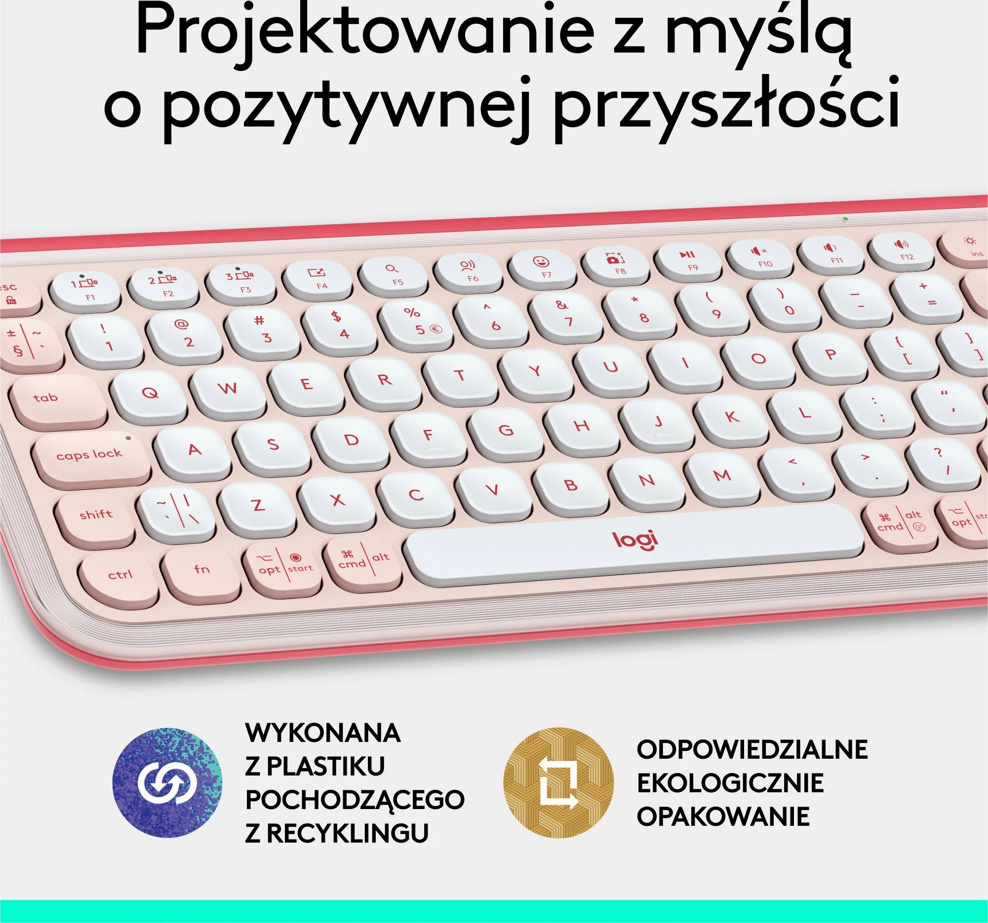 Tastierë pa kabllo Bluetooth Logitech POP Icon Keys 920-013073, US INTL, pa numpad, rozë