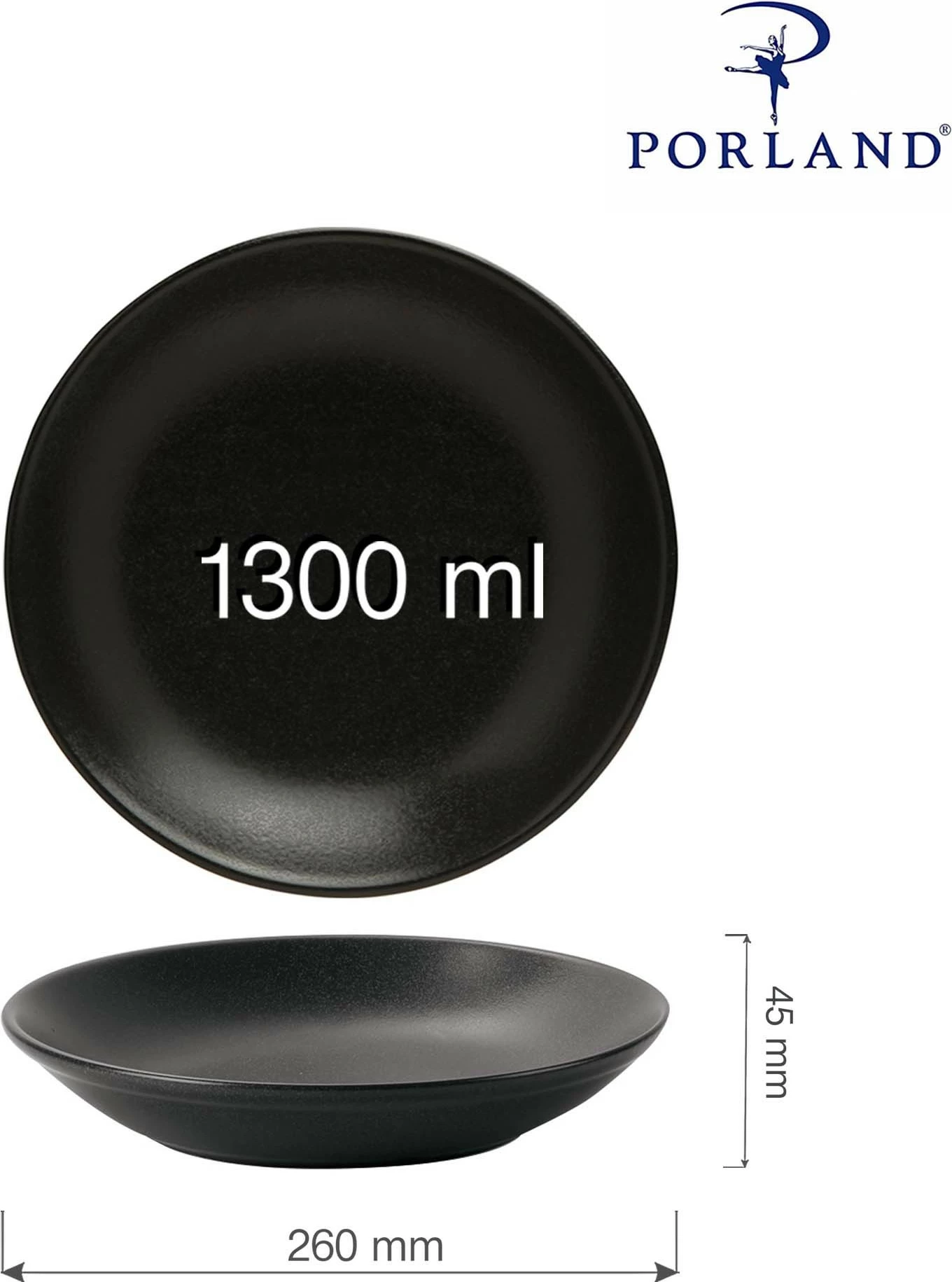 Pjatë coupe Porland Seasons Coal 260 mm, e zezë, set 6 copë