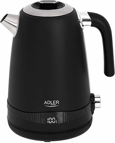 Çajnik elektrik ADLER AD1295b 1.7L me LCD, temperaturë të rregullueshme, 1850-2200W, i zi