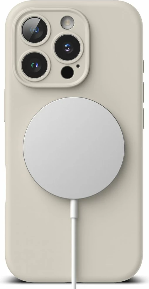 Mbështjellës Ringke Silicone MagSafe për iPhone 16 Pro, Bezhe