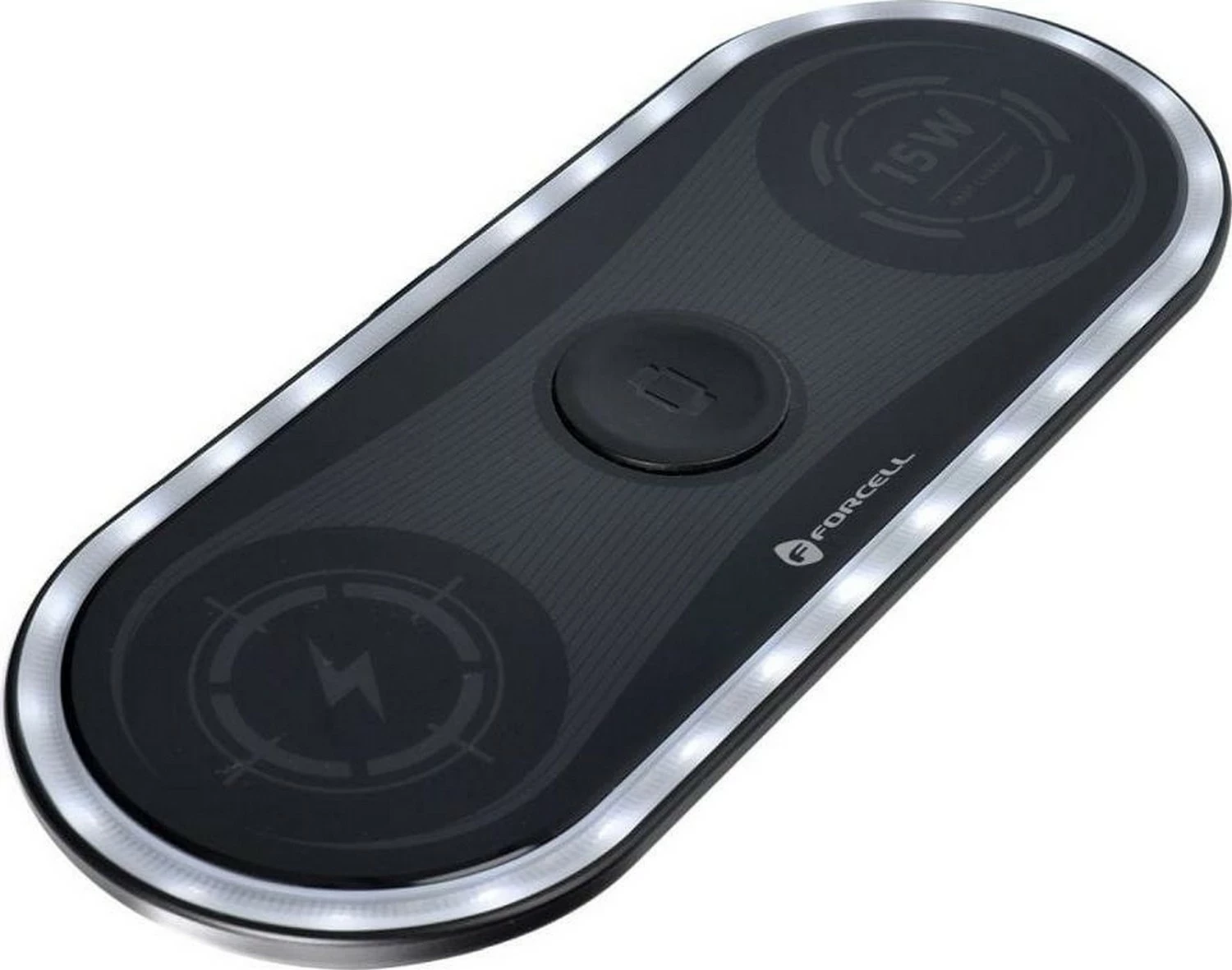 Karikues wireless Forcell F-ENERGY Ellipse 3-në-1, Qi, 15W, i zi