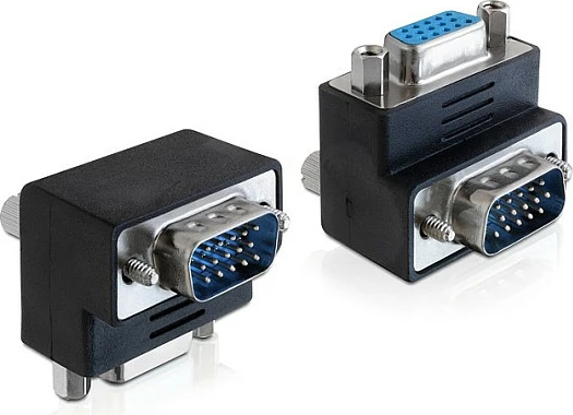 Adapter VGA këndor DeLOCK 65247, D-Sub 15-pin Mashkull në Femër, i zi