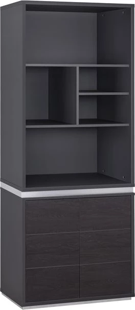 Bibliotekë profesionale për zyre, ngjyrë gri dhe wenge, FH2090, 81.5x40x200 cm